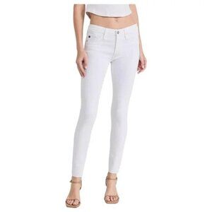 AG "The Stevie" White Slim Straight Jeans